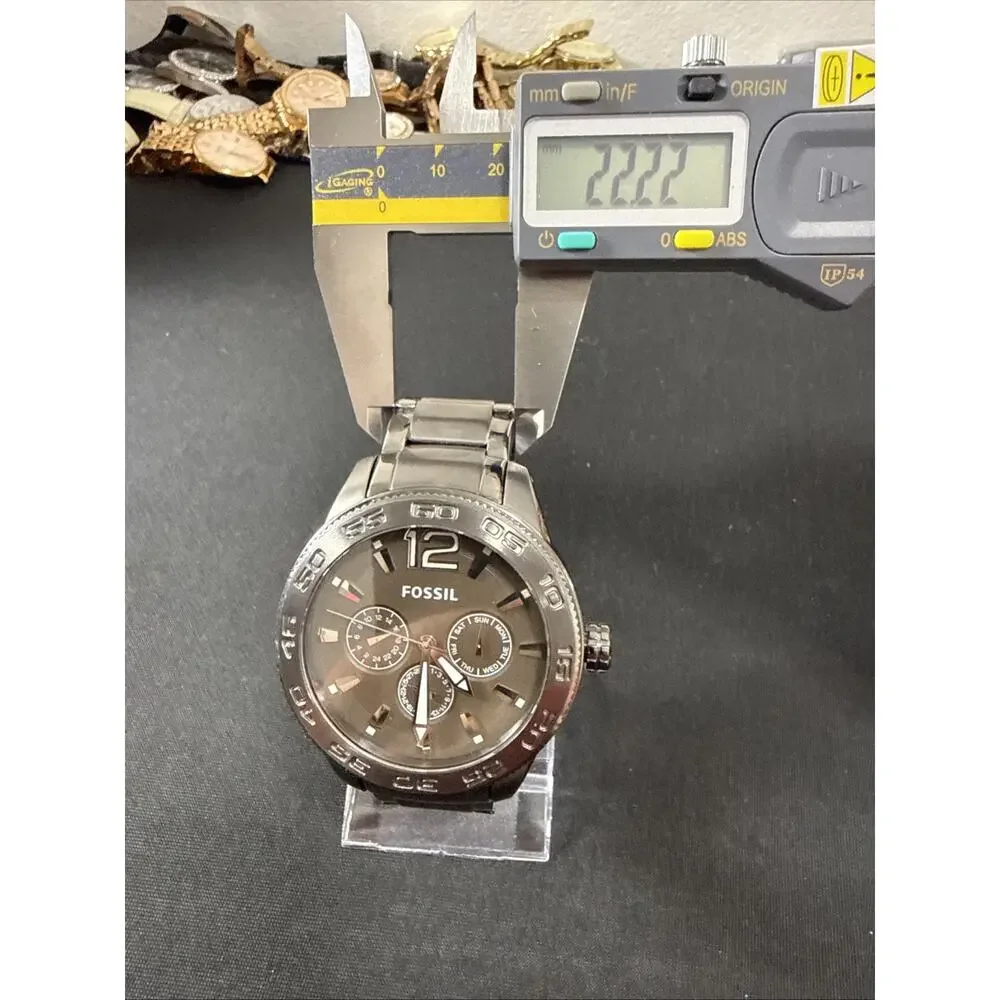 Men’s Fossil BQ1165 Watch 50mm Case 7” Band Gunmetal New Battery (G3)